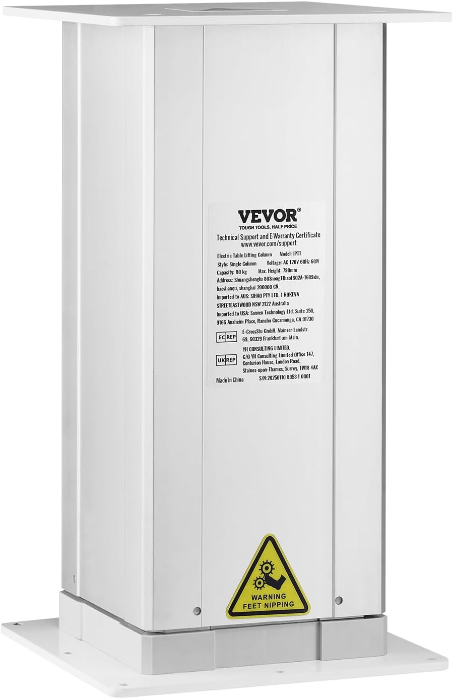 image:imageVEVOR Electric Lifting Column System 176 lbs Lift Table 142311 in Height Range ThreeStage Adjustable Desk Column Telescopic Table Leg Comes with PowerSupply Option to Control upDown Motion176 lbs