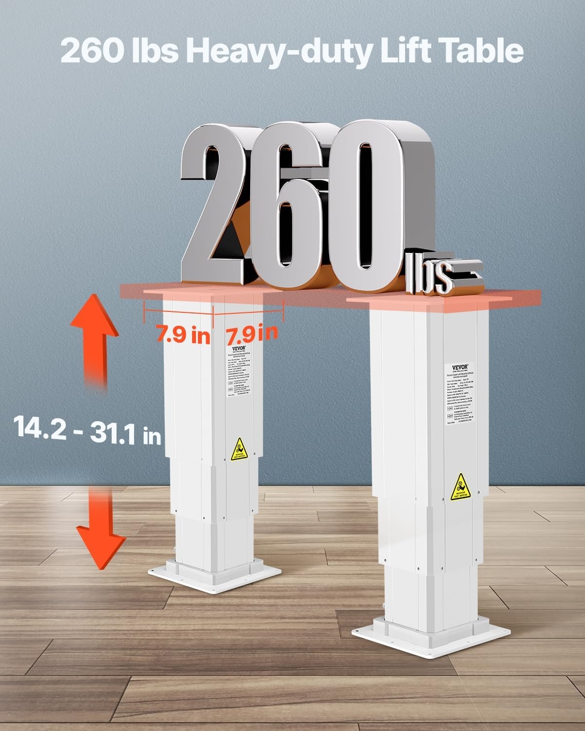 image:imageVEVOR Electric Lifting Column System 176 lbs Lift Table 142311 in Height Range ThreeStage Adjustable Desk Column Telescopic Table Leg Comes with PowerSupply Option to Control upDown Motion260 lbs