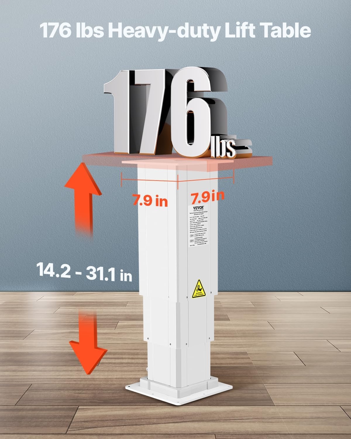 image:imageVEVOR Electric Lifting Column System 176 lbs Lift Table 142311 in Height Range ThreeStage Adjustable Desk Column Telescopic Table Leg Comes with PowerSupply Option to Control upDown Motion176 lbs