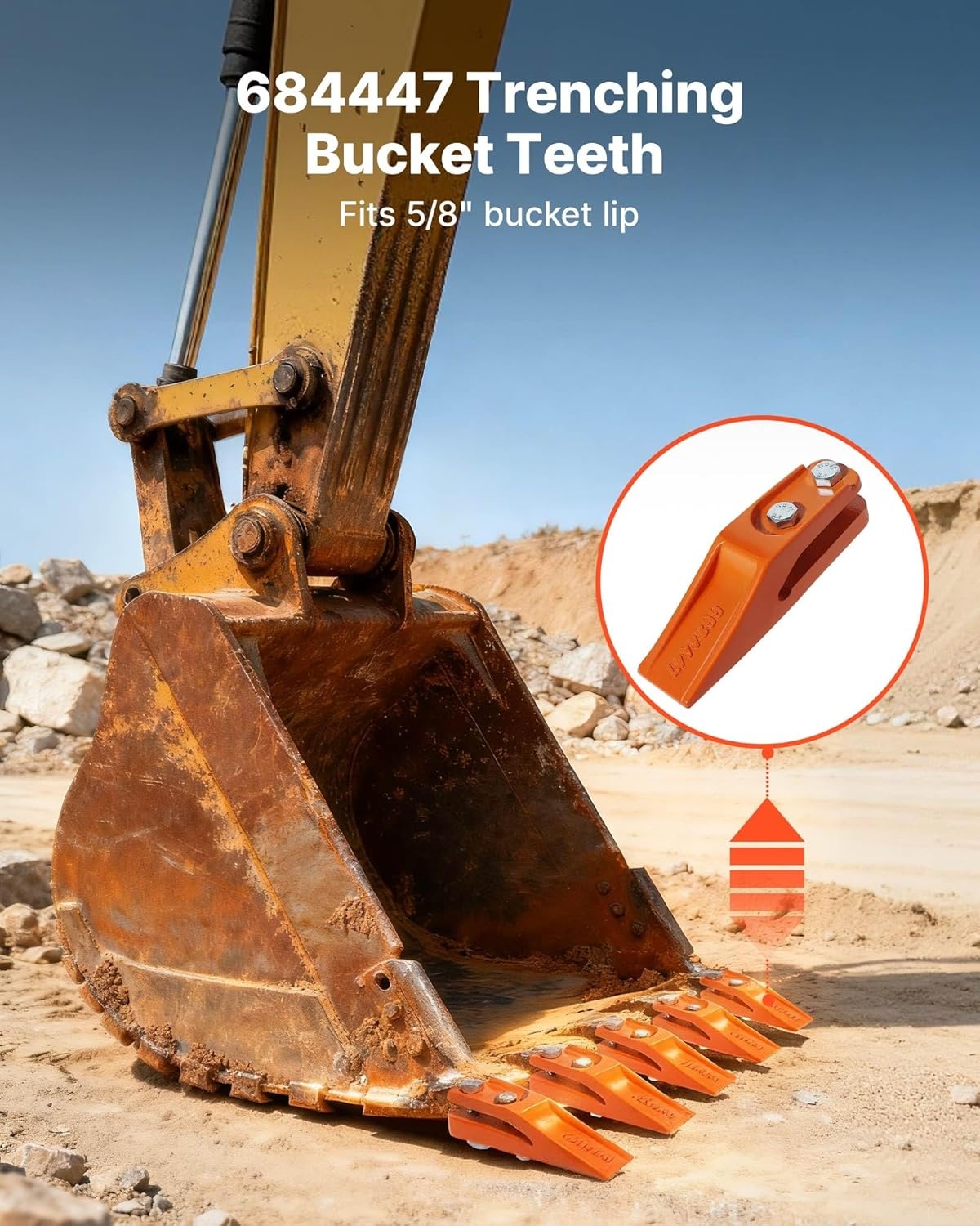 image:imageVEVOR Excavator Bucket Teeth with Pins 7 Pack 684447 Bucket Tooth Set Fits 58in Buckets Edge Heavy Duty 734 in Bolt on Digging Buckets Teeth Replacement for Skid Steer amp Mini Excavator7 pack