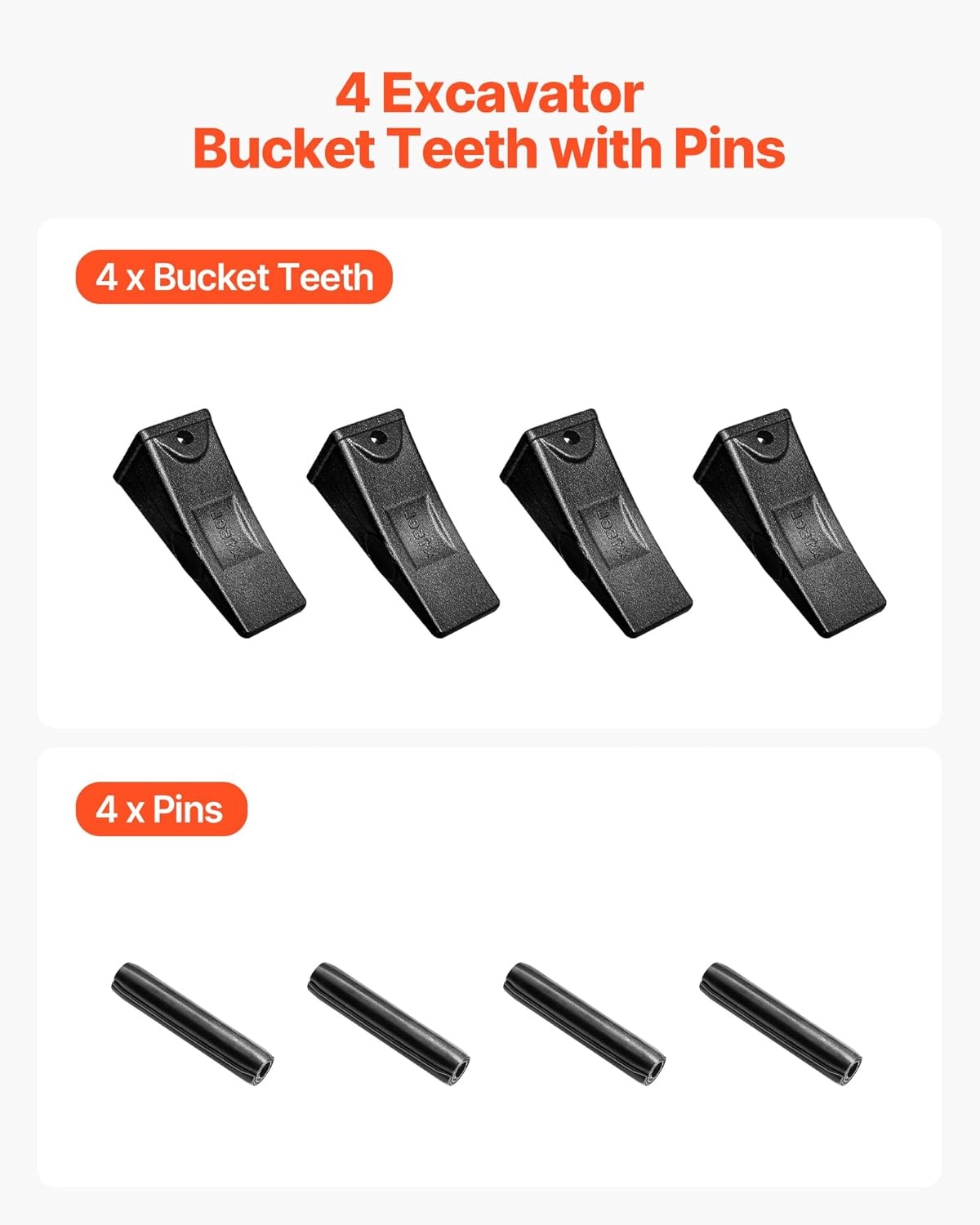 image:imageVEVOR Excavator Bucket Teeth with Pins 7 Pack 684447 Bucket Tooth Set Fits 58in Buckets Edge Heavy Duty 734 in Bolt on Digging Buckets Teeth Replacement for Skid Steer amp Mini Excavator4 pack