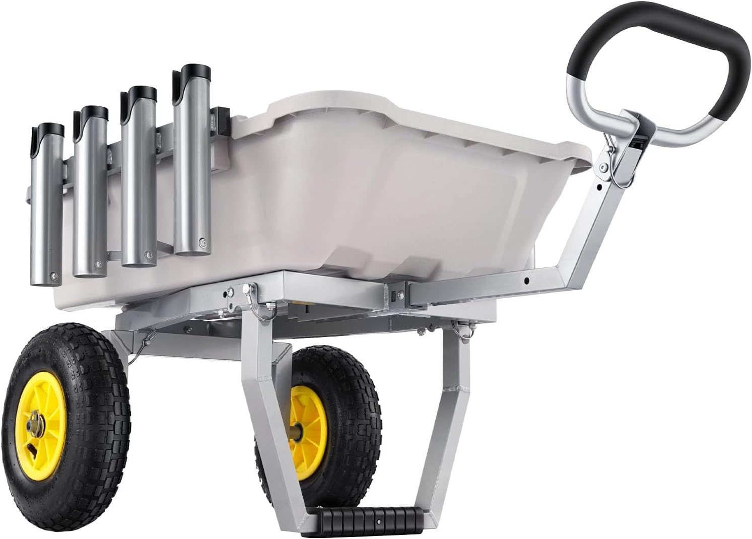 image:imageVEVOR Fishing Cart 300 lbs Load Capacity Foldable Fish and Marine Cart with Four 11 Big Wheels Rubber Balloon Tires HeavyDuty Steel Pier Wagon Trolley with 8 Rod Holders for Picnic480 D x 272 W x 256 H