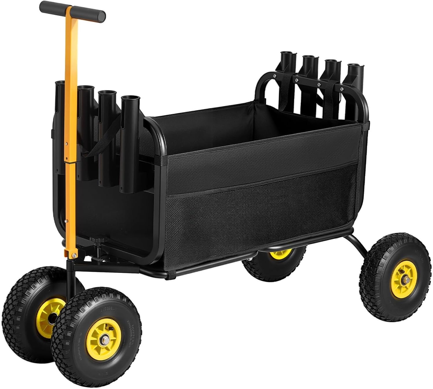image:imageVEVOR Fishing Cart 300 lbs Load Capacity Foldable Fish and Marine Cart with Four 11 Big Wheels Rubber Balloon Tires HeavyDuty Steel Pier Wagon Trolley with 8 Rod Holders for Picnic551 D x 242 W x 328 H