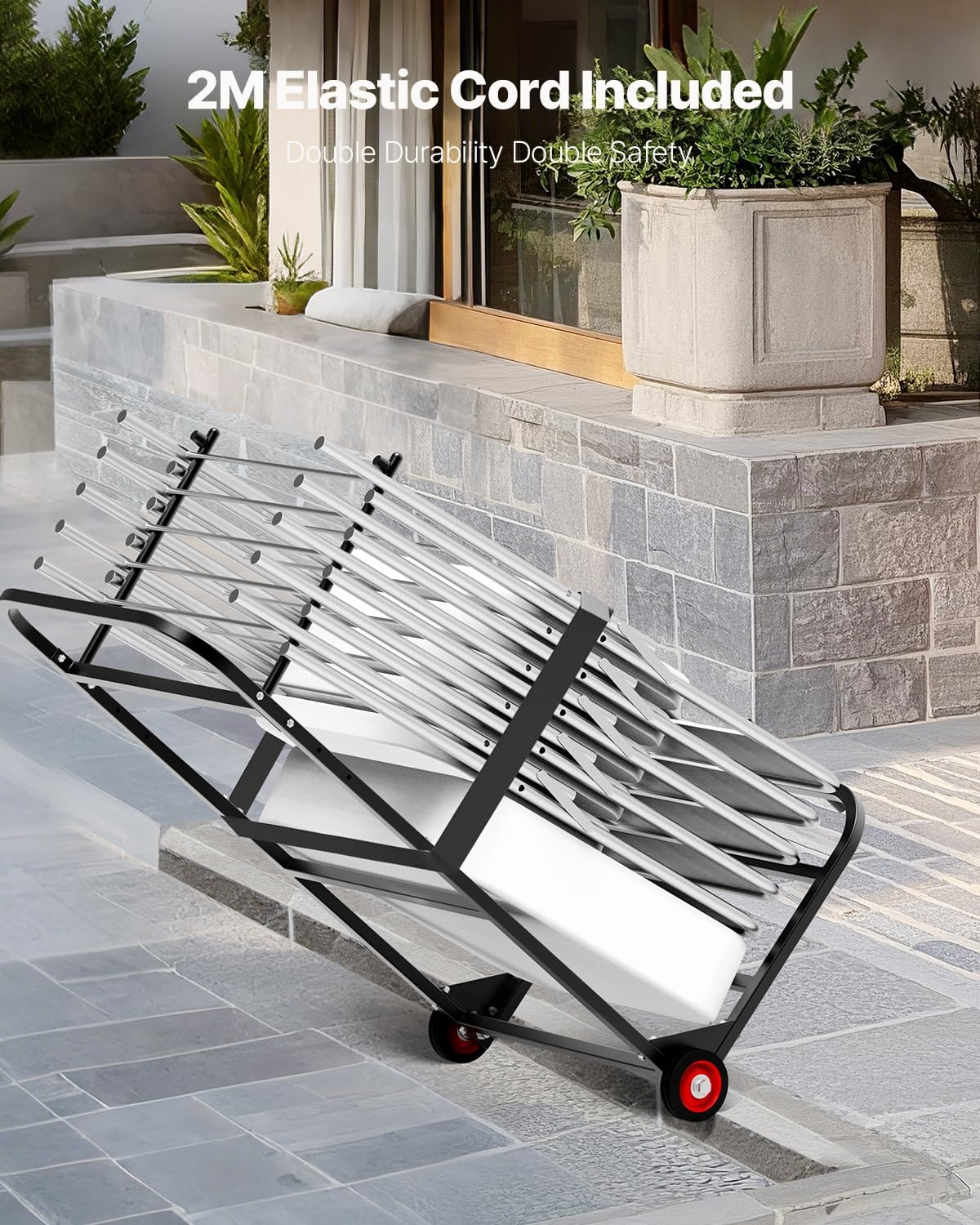 image:imageVEVOR Folding Chair Rack 150 LBS Capacity HeavyDuty Chair Cart for Stacking 10 Chairs MultiFunction Metal Chair Storage Dolly with Rubber Wheels PushStyle Chair Holder Matte BlackHanging type
