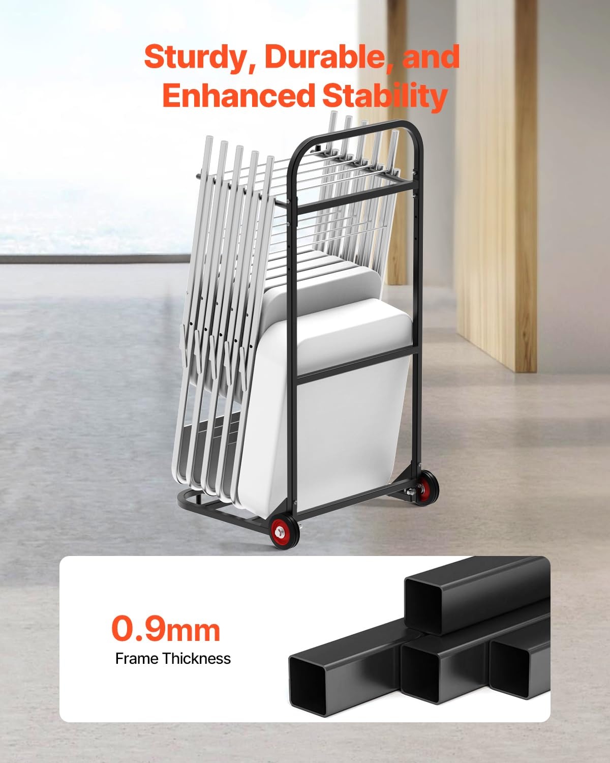 image:imageVEVOR Folding Chair Rack 150 LBS Capacity HeavyDuty Chair Cart for Stacking 10 Chairs MultiFunction Metal Chair Storage Dolly with Rubber Wheels PushStyle Chair Holder Matte BlackHanging type