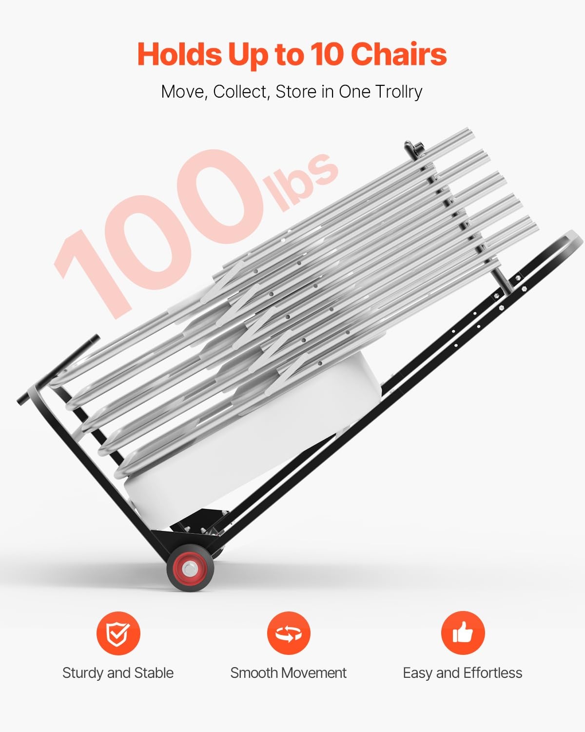 image:imageVEVOR Folding Chair Rack 150 LBS Capacity HeavyDuty Chair Cart for Stacking 10 Chairs MultiFunction Metal Chair Storage Dolly with Rubber Wheels PushStyle Chair Holder Matte BlackHanging type