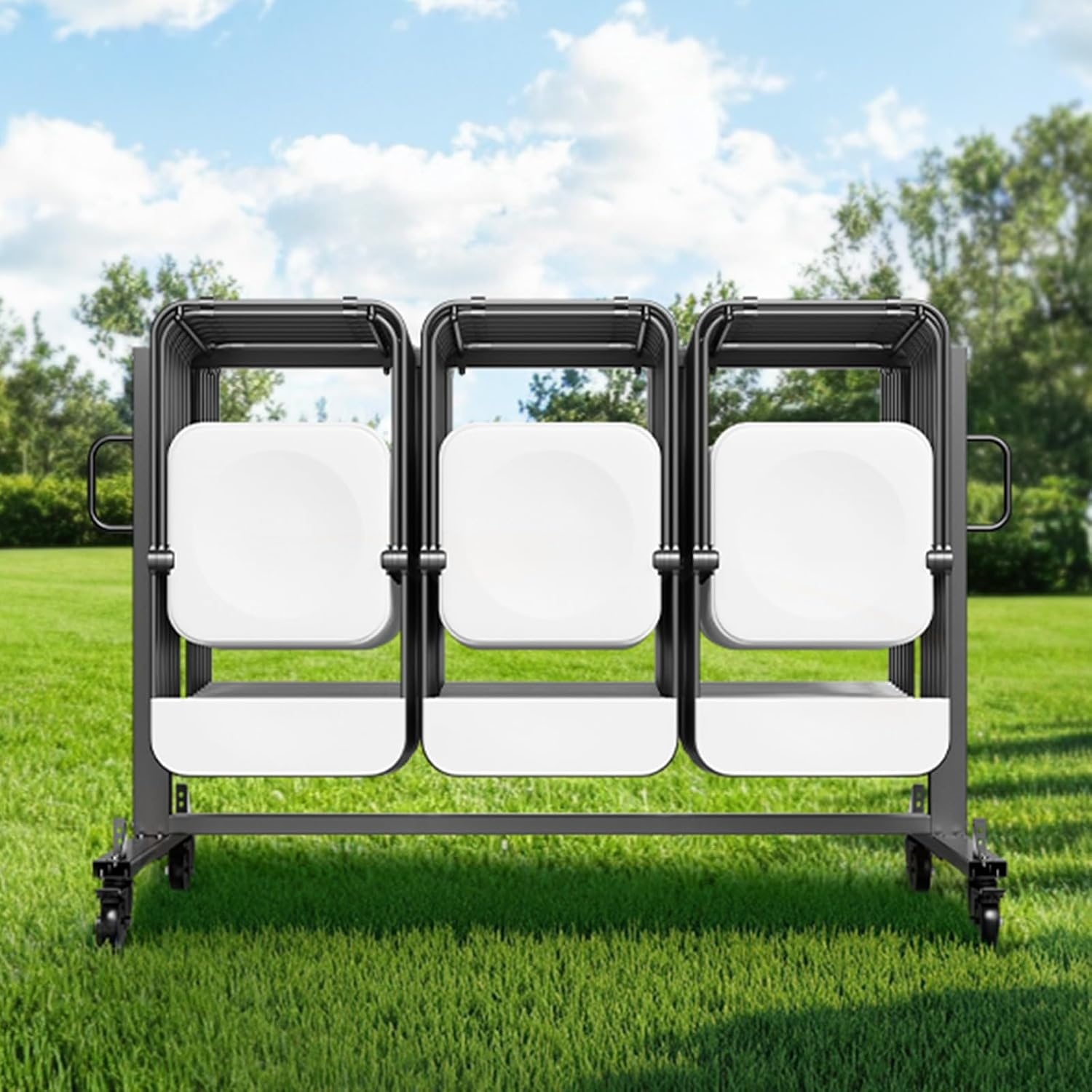 image:imageVEVOR Folding Chair Rack 400 LBS Capacity HeavyDuty Chair Cart for 42 Chairs or 12 Tables MultiFunction Chair Storage Dolly with Rubber Wheels and Holders Large Chair Holder Matte BlackMatte Black