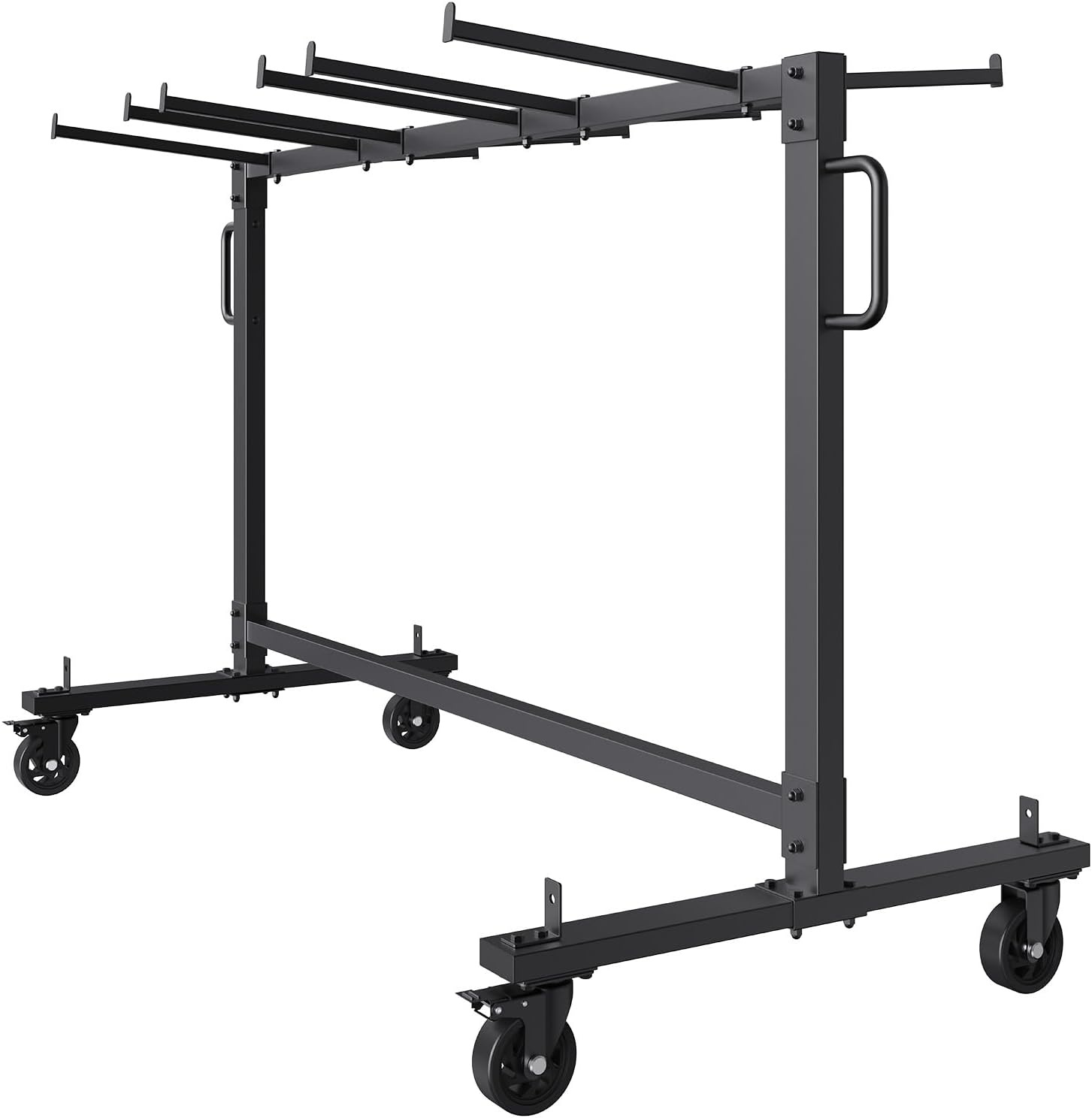 image:imageVEVOR Folding Chair Rack 400 LBS Capacity HeavyDuty Chair Cart for 42 Chairs or 12 Tables MultiFunction Chair Storage Dolly with Rubber Wheels and Holders Large Chair Holder Matte BlackBlack