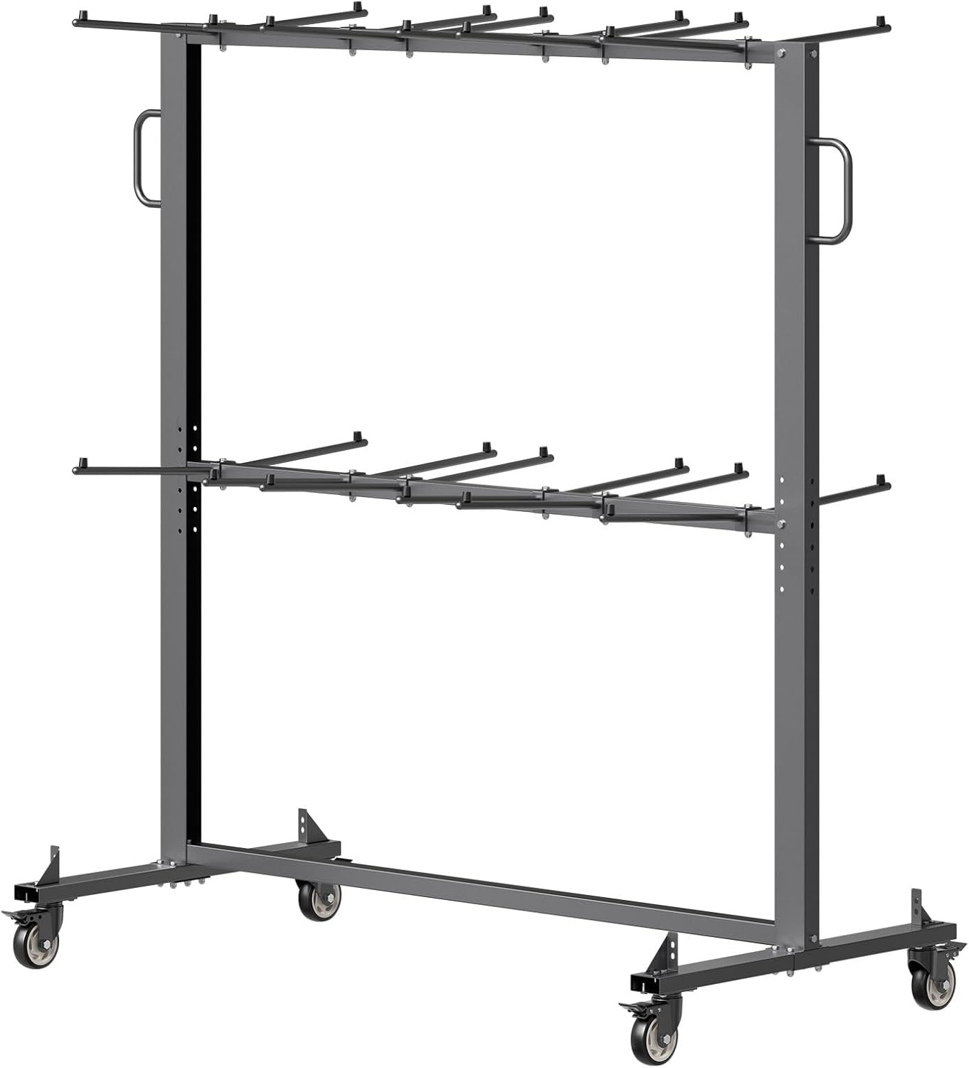 image:imageVEVOR Folding Chair Rack 800 LBS Capacity HeavyDuty Chair Cart for 84 Chairs 12 Tables42 Chairs DualLayer Chair Storage Dolly with Rubber Wheels and Holders Large Chair Holder Matte Black