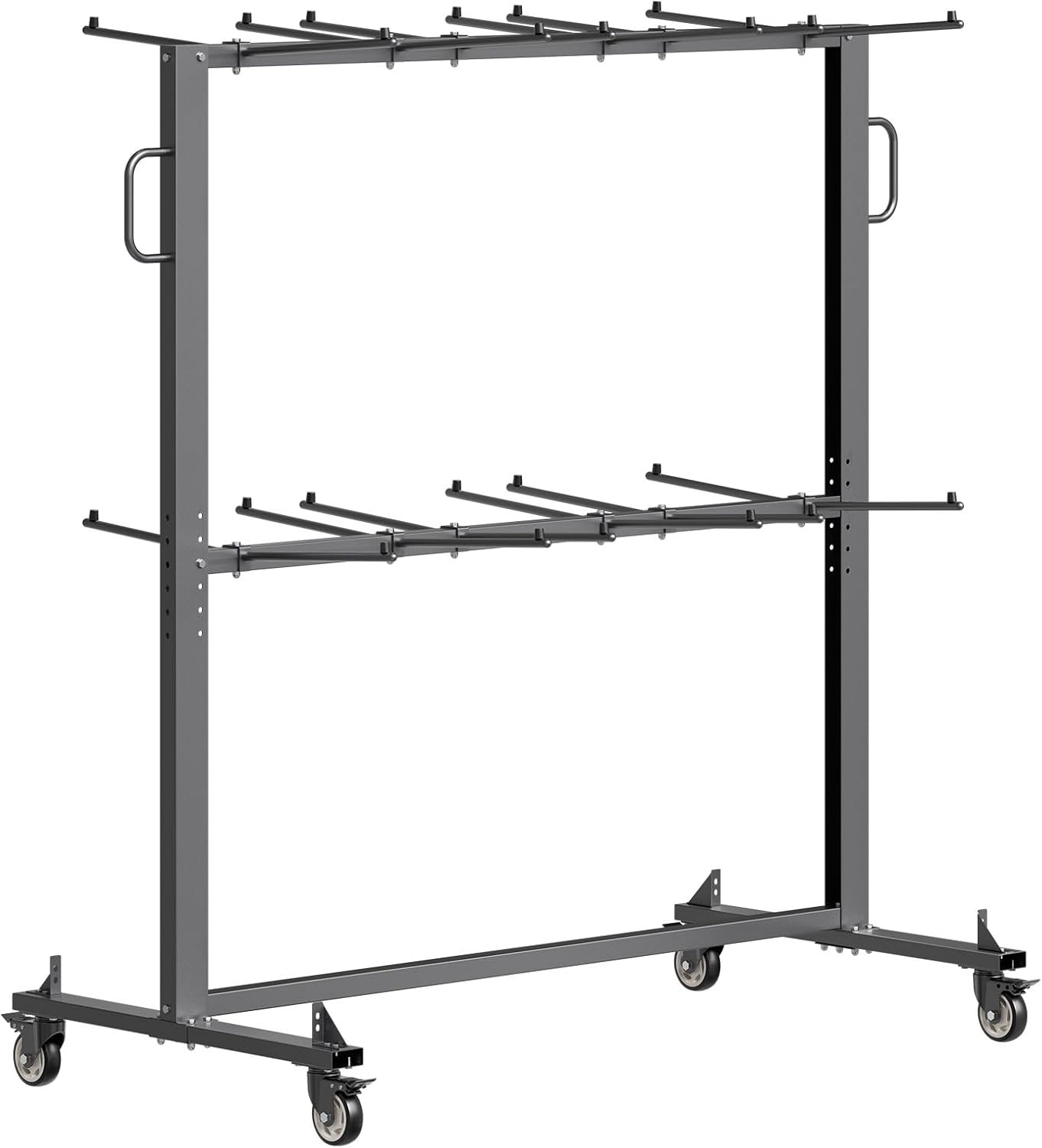 image:imageVEVOR Folding Chair Rack 800 LBS Capacity HeavyDuty Chair Cart for 84 Chairs 12 Tables42 Chairs DualLayer Chair Storage Dolly with Rubber Wheels and Holders Large Chair Holder Matte Black
