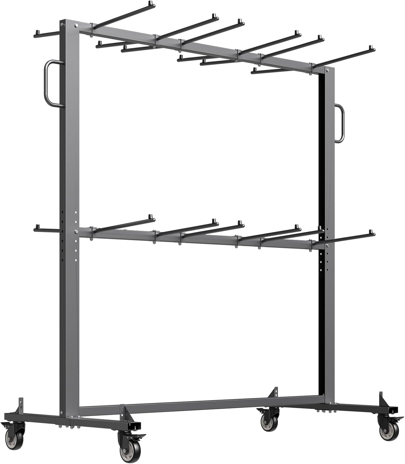 image:imageVEVOR Folding Chair Rack 800 LBS Capacity HeavyDuty Chair Cart for 84 Chairs 12 Tables42 Chairs DualLayer Chair Storage Dolly with Rubber Wheels and Holders Large Chair Holder Matte Black