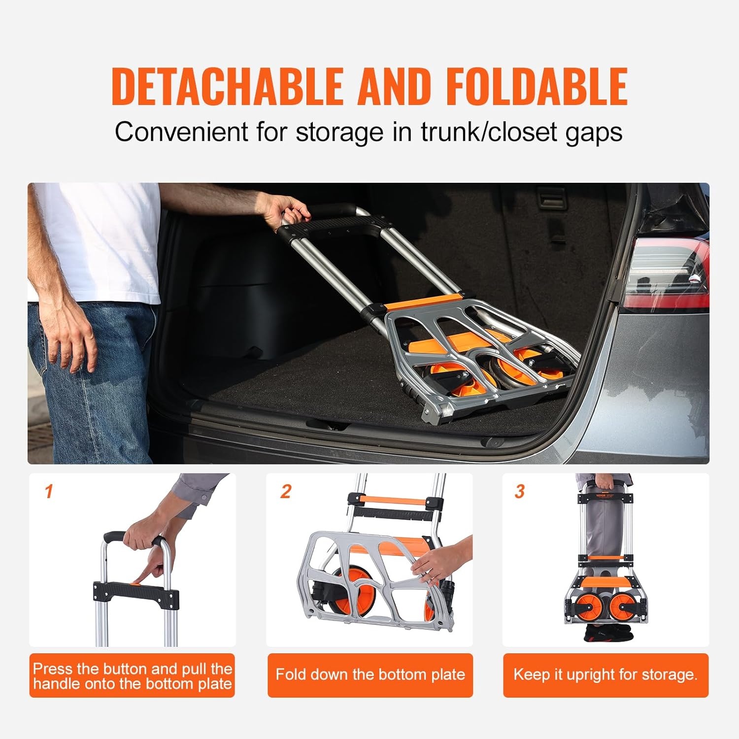 image:imageVEVOR Folding Hand Truck 80 kg Load Capacity Aluminum Portable Cart Convertible Hand Truck and Dolly with Telescoping Handle and Rubber Wheels Ultra Lightweight Super Strong for Moving Warehouse275 lbs