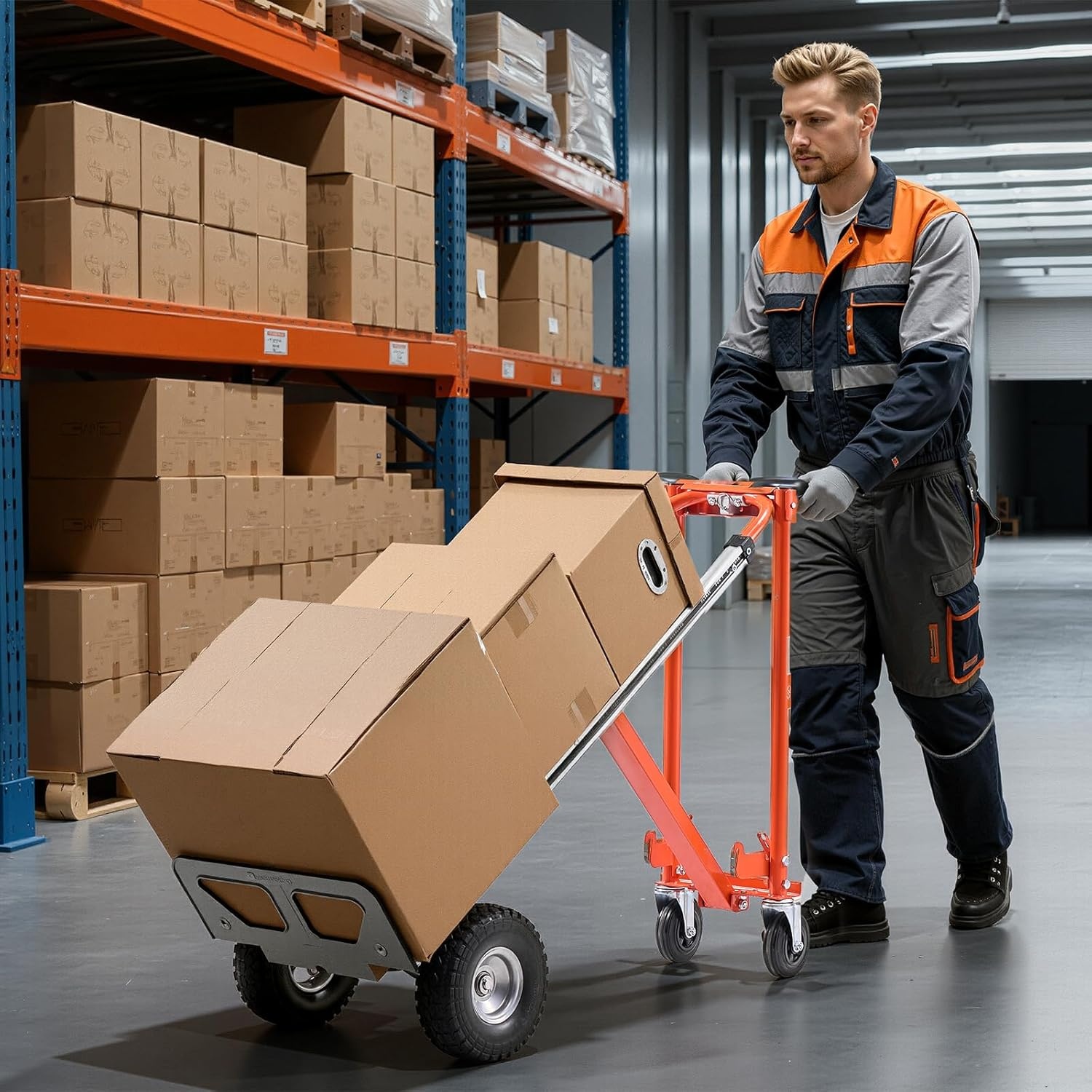 image:imageVEVOR Folding Hand Truck 80 kg Load Capacity Aluminum Portable Cart Convertible Hand Truck and Dolly with Telescoping Handle and Rubber Wheels Ultra Lightweight Super Strong for Moving Warehouse1000 lbs