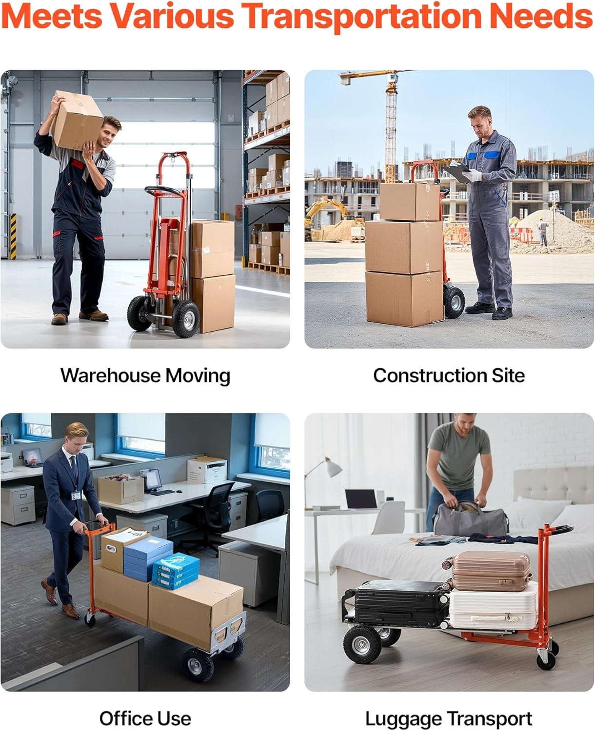 image:imageVEVOR Folding Hand Truck 80 kg Load Capacity Aluminum Portable Cart Convertible Hand Truck and Dolly with Telescoping Handle and Rubber Wheels Ultra Lightweight Super Strong for Moving Warehouse1000 lbs