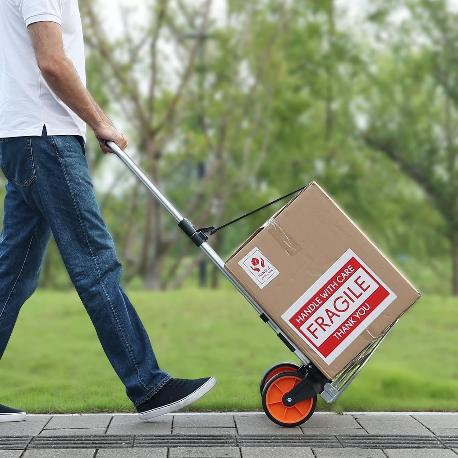 image:imageVEVOR Folding Hand Truck 80 kg Load Capacity Aluminum Portable Cart Convertible Hand Truck and Dolly with Telescoping Handle and Rubber Wheels Ultra Lightweight Super Strong for Moving Warehouse275 lbs