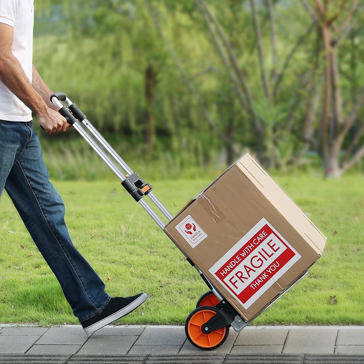 image:imageVEVOR Folding Hand Truck 80 kg Load Capacity Aluminum Portable Cart Convertible Hand Truck and Dolly with Telescoping Handle and Rubber Wheels Ultra Lightweight Super Strong for Moving Warehouse309 lbs