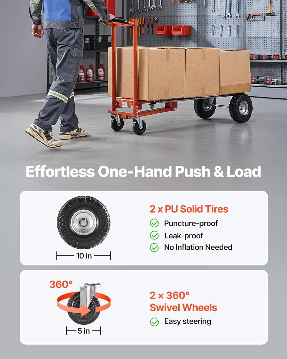 image:imageVEVOR Folding Hand Truck 80 kg Load Capacity Aluminum Portable Cart Convertible Hand Truck and Dolly with Telescoping Handle and Rubber Wheels Ultra Lightweight Super Strong for Moving Warehouse1000 lbs