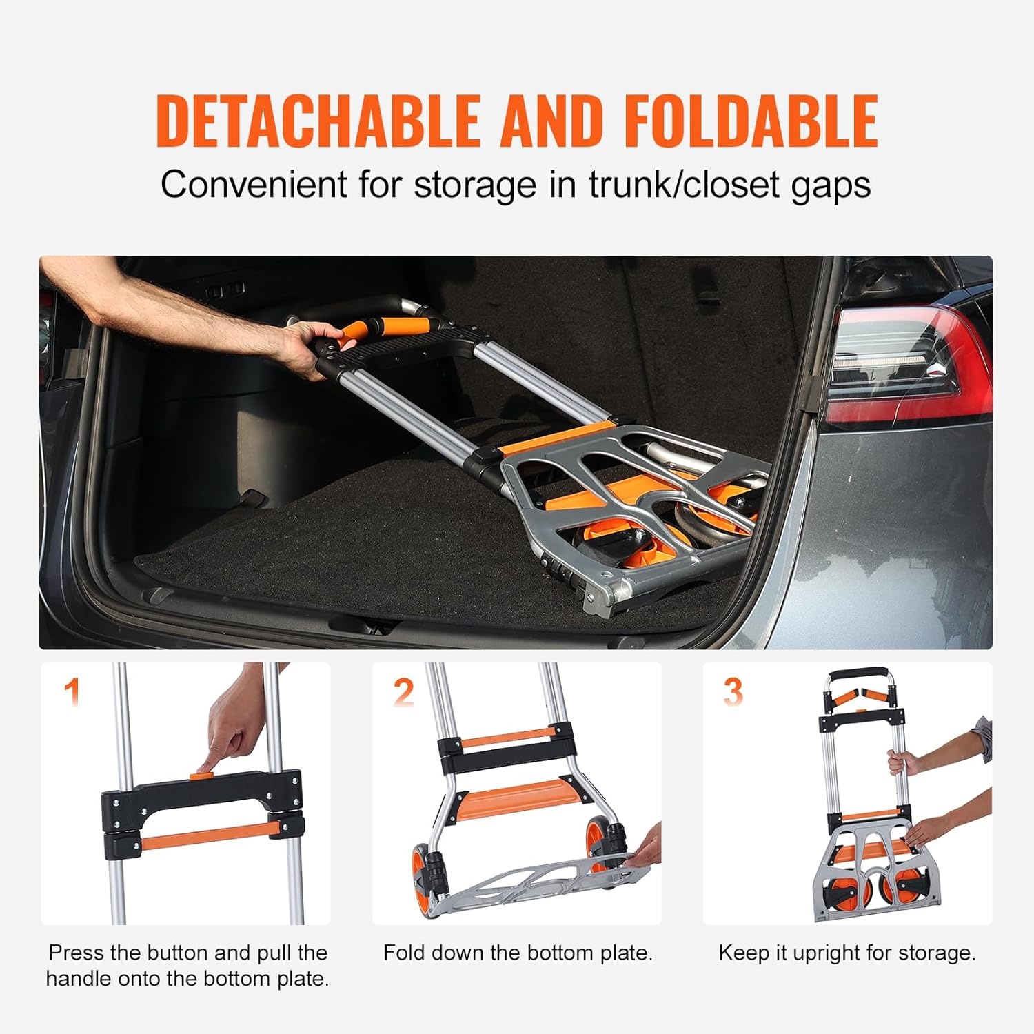 image:imageVEVOR Folding Hand Truck 80 kg Load Capacity Aluminum Portable Cart Convertible Hand Truck and Dolly with Telescoping Handle and Rubber Wheels Ultra Lightweight Super Strong for Moving Warehouse309 lbs