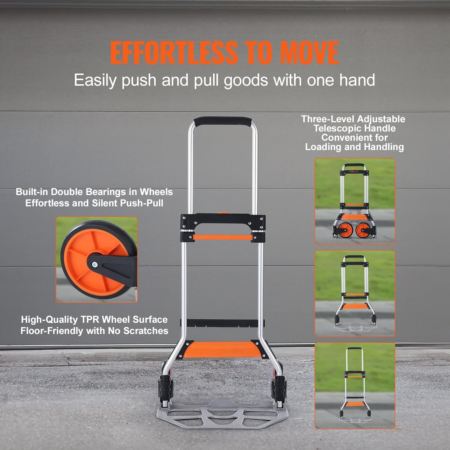 image:imageVEVOR Folding Hand Truck 80 kg Load Capacity Aluminum Portable Cart Convertible Hand Truck and Dolly with Telescoping Handle and Rubber Wheels Ultra Lightweight Super Strong for Moving Warehouse275 lbs