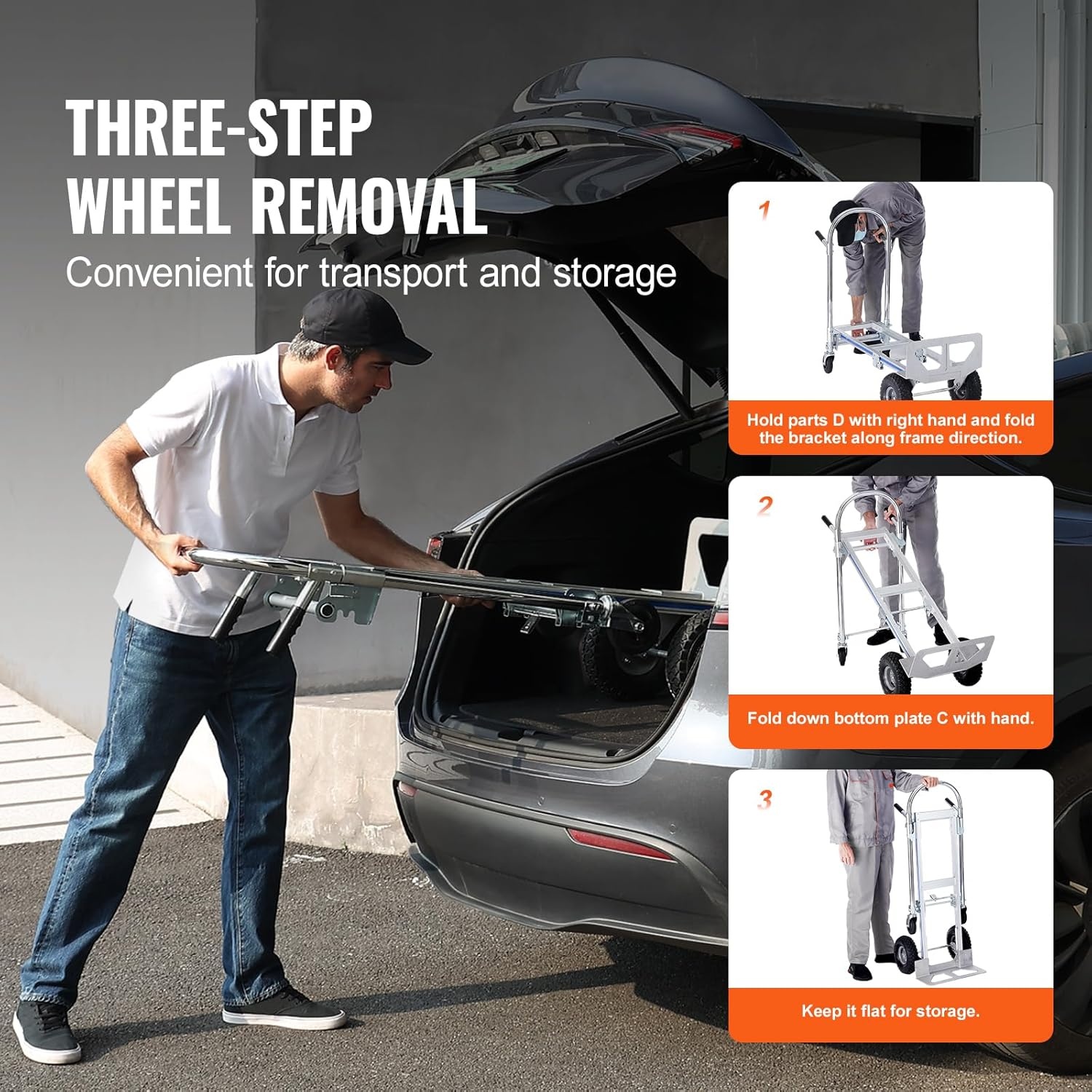 image:imageVEVOR Folding Hand Truck 80 kg Load Capacity Aluminum Portable Cart Convertible Hand Truck and Dolly with Telescoping Handle and Rubber Wheels Ultra Lightweight Super Strong for Moving Warehouse800 lbs