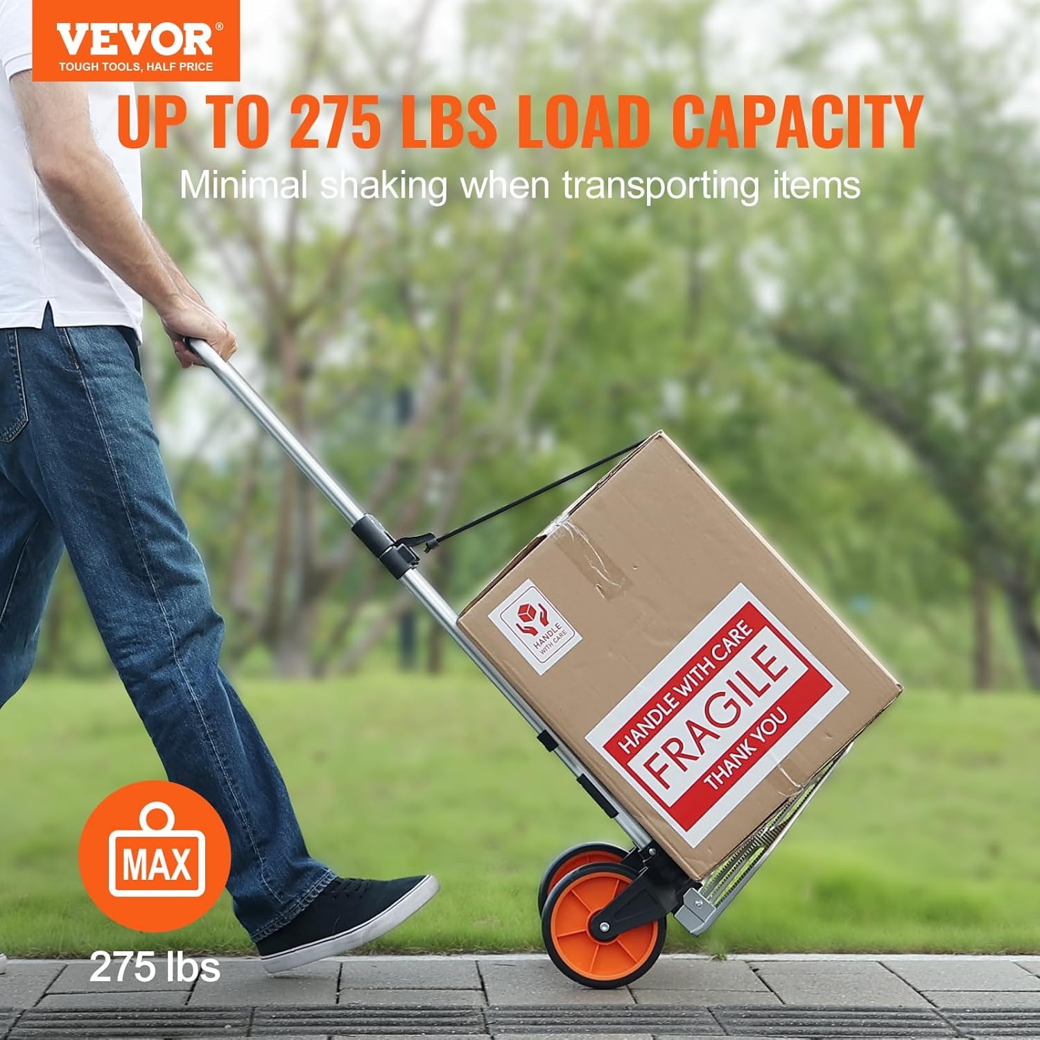 image:imageVEVOR Folding Hand Truck 80 kg Load Capacity Aluminum Portable Cart Convertible Hand Truck and Dolly with Telescoping Handle and Rubber Wheels Ultra Lightweight Super Strong for Moving Warehouse275 lbs