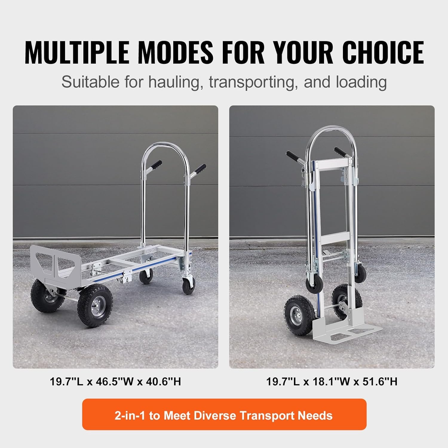 image:imageVEVOR Folding Hand Truck 80 kg Load Capacity Aluminum Portable Cart Convertible Hand Truck and Dolly with Telescoping Handle and Rubber Wheels Ultra Lightweight Super Strong for Moving Warehouse800 lbs