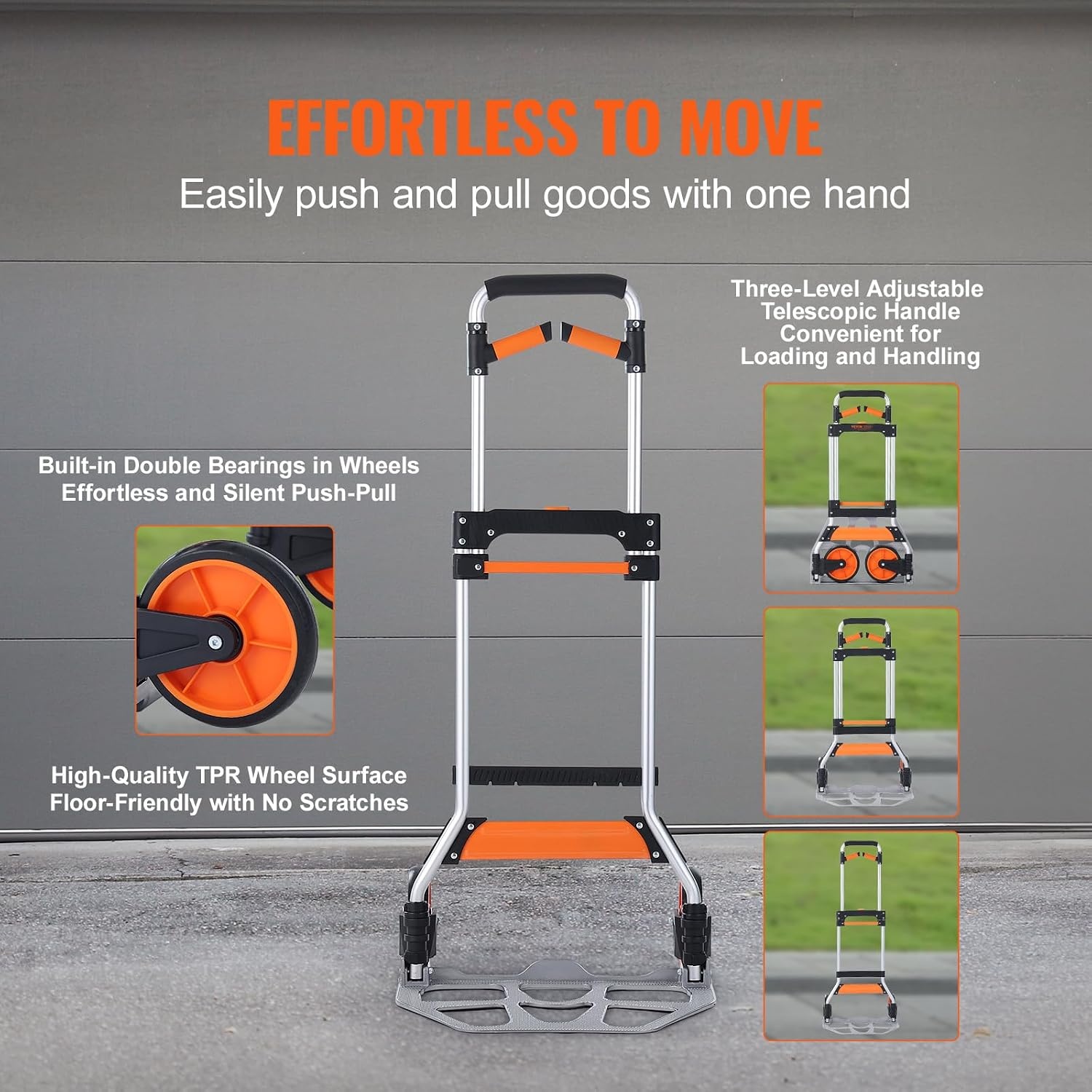 image:imageVEVOR Folding Hand Truck 80 kg Load Capacity Aluminum Portable Cart Convertible Hand Truck and Dolly with Telescoping Handle and Rubber Wheels Ultra Lightweight Super Strong for Moving Warehouse309 lbs