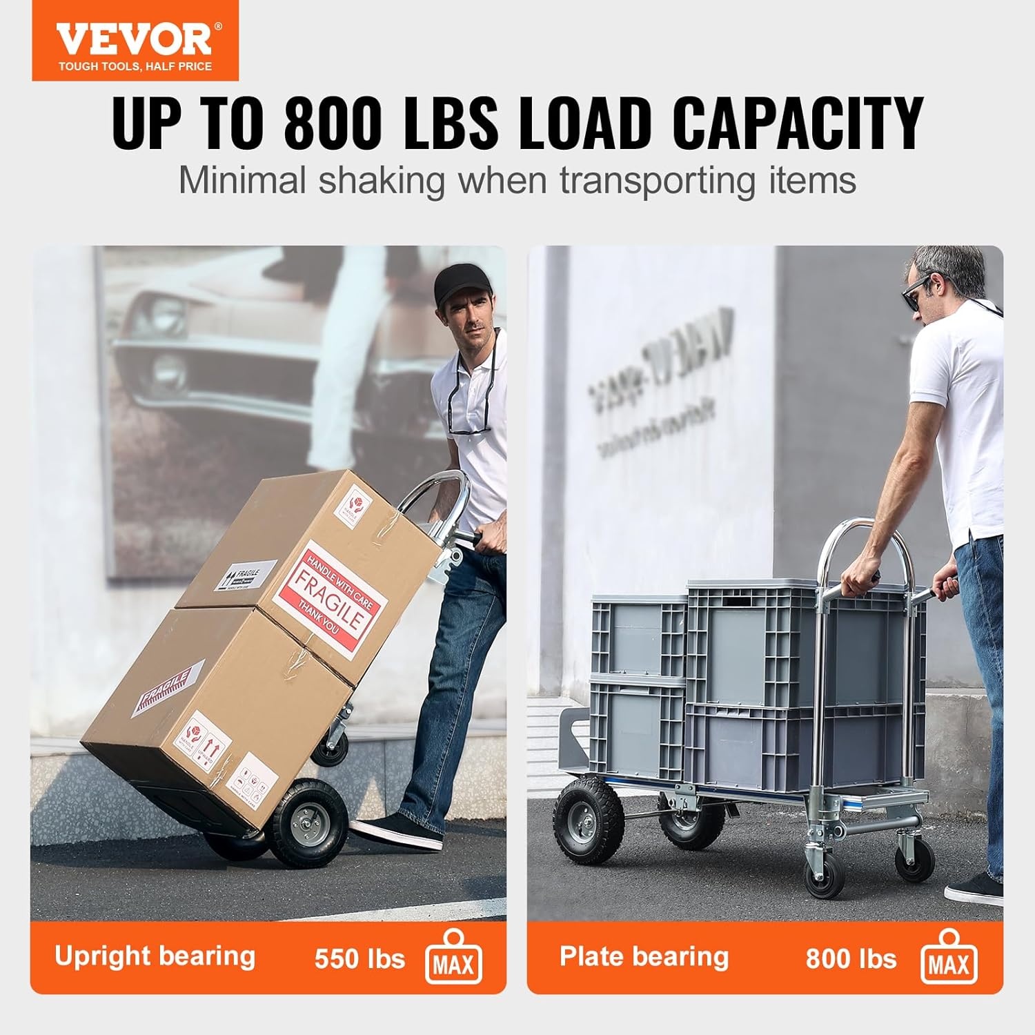 image:imageVEVOR Folding Hand Truck 80 kg Load Capacity Aluminum Portable Cart Convertible Hand Truck and Dolly with Telescoping Handle and Rubber Wheels Ultra Lightweight Super Strong for Moving Warehouse800 lbs