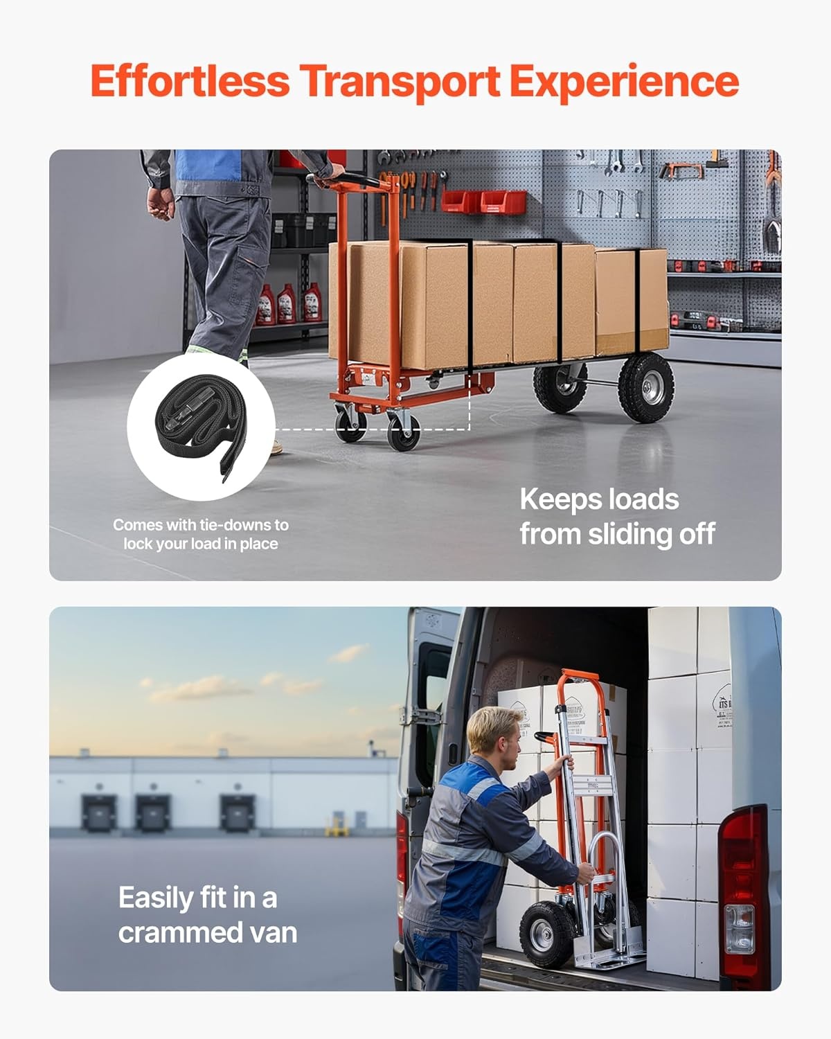 image:imageVEVOR Folding Hand Truck 80 kg Load Capacity Aluminum Portable Cart Convertible Hand Truck and Dolly with Telescoping Handle and Rubber Wheels Ultra Lightweight Super Strong for Moving Warehouse1000 lbs