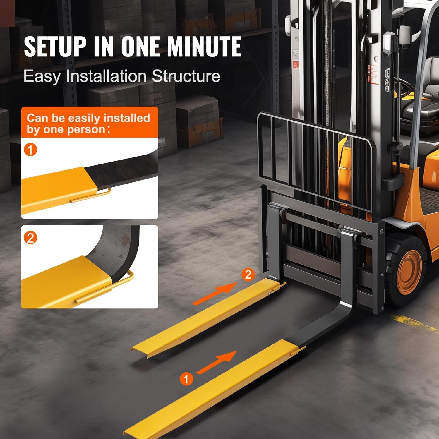 image:imageVEVOR Forklift Extensions 84 Inch Fork Extensions 45 Inch Width Heavy Duty Fork Extensions for Forklifts 1 Pair Forklift Extensions for Truck60 x 45 Inch
