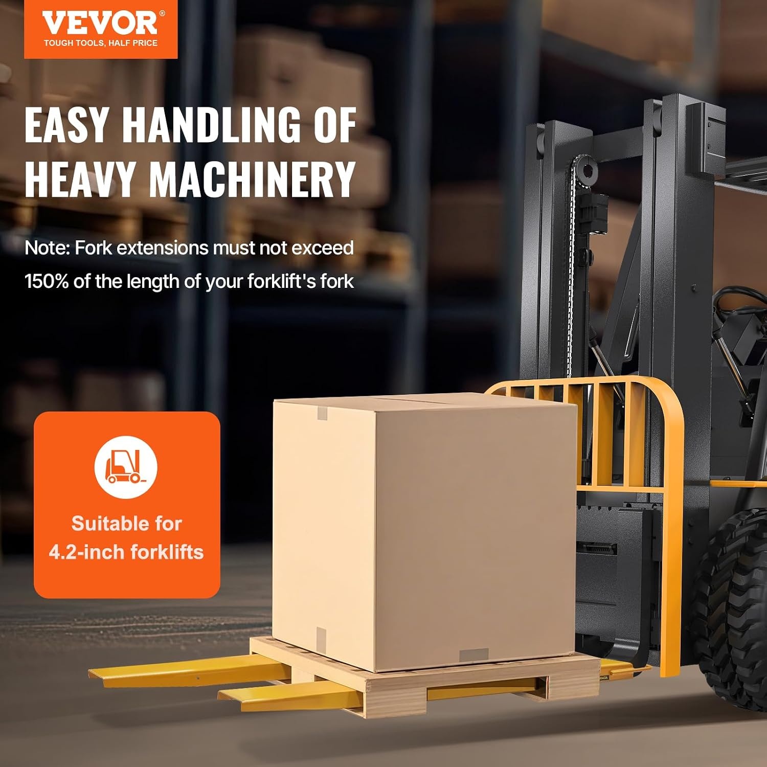 image:imageVEVOR Forklift Extensions 84 Inch Fork Extensions 45 Inch Width Heavy Duty Fork Extensions for Forklifts 1 Pair Forklift Extensions for Truck60 x 45 Inch