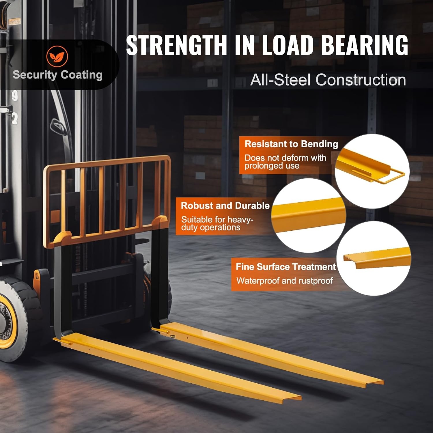 image:imageVEVOR Forklift Extensions 84 Inch Fork Extensions 45 Inch Width Heavy Duty Fork Extensions for Forklifts 1 Pair Forklift Extensions for Truck72 x 45 Inch