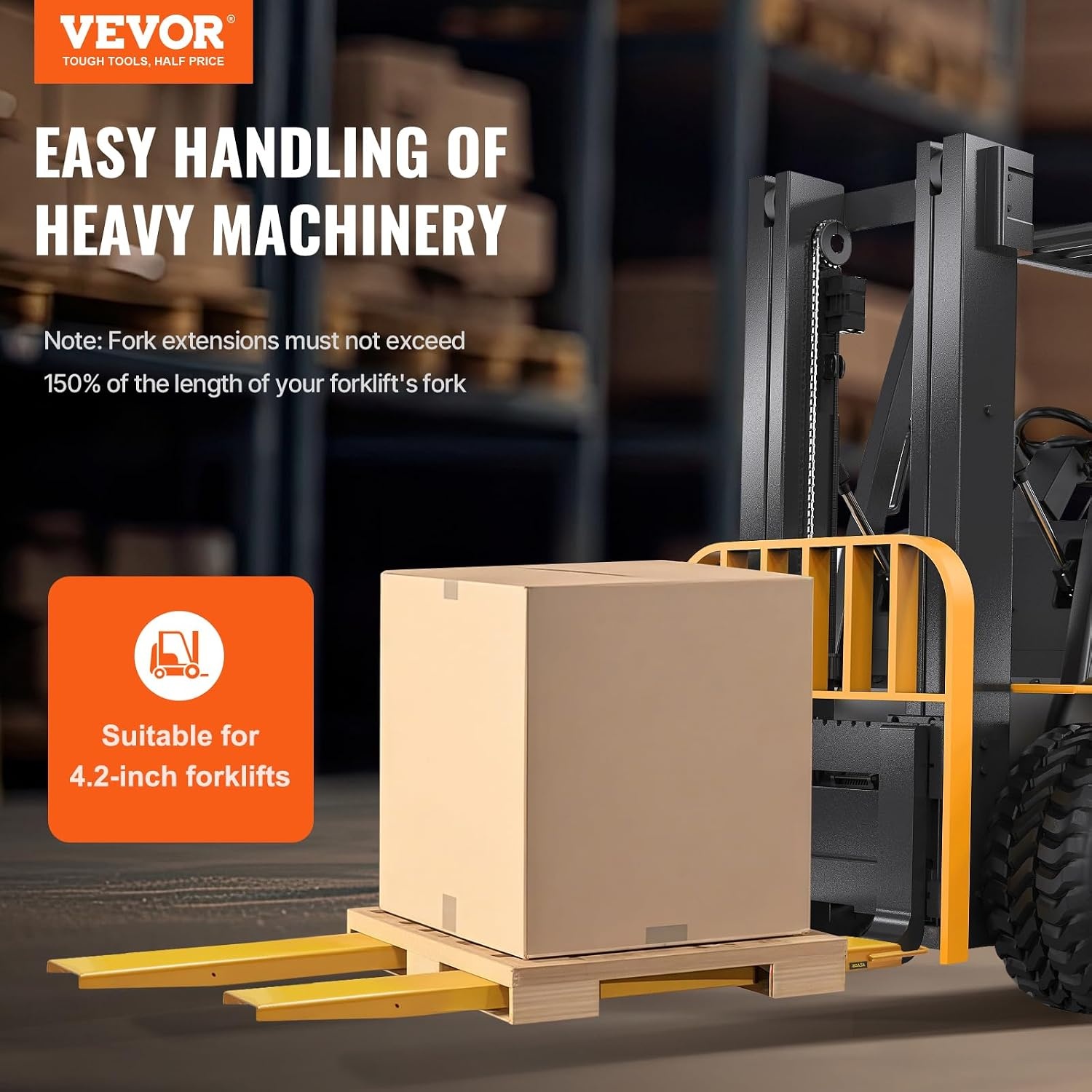 image:imageVEVOR Forklift Extensions 84 Inch Fork Extensions 45 Inch Width Heavy Duty Fork Extensions for Forklifts 1 Pair Forklift Extensions for Truck72 x 45 Inch