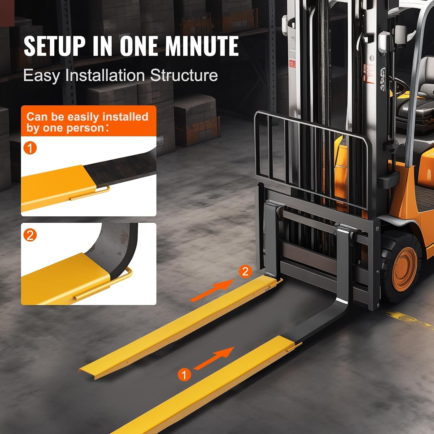 image:imageVEVOR Forklift Extensions 84 Inch Fork Extensions 45 Inch Width Heavy Duty Fork Extensions for Forklifts 1 Pair Forklift Extensions for Truck84 x 45 Inch
