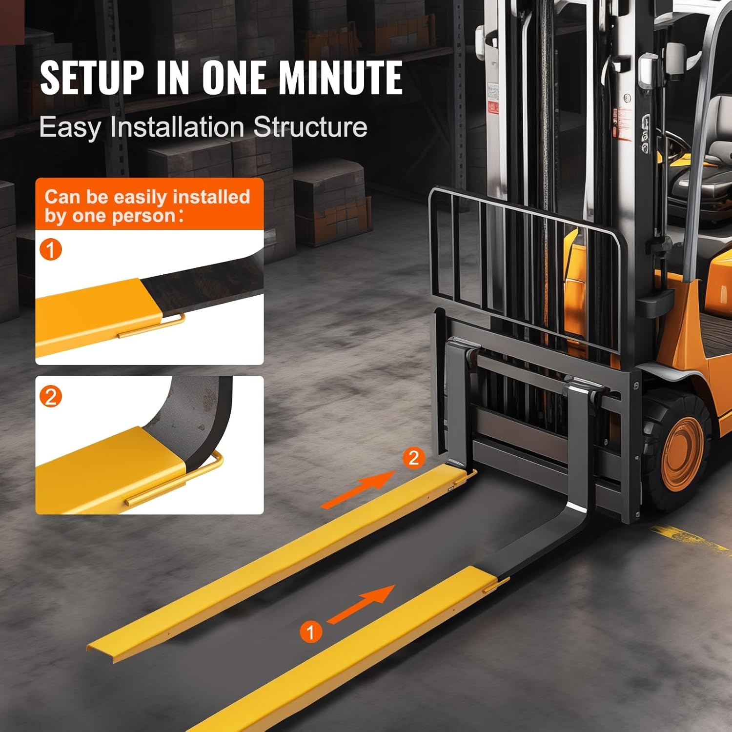image:imageVEVOR Forklift Extensions 84 Inch Fork Extensions 45 Inch Width Heavy Duty Fork Extensions for Forklifts 1 Pair Forklift Extensions for Truck96 x 45 Inch