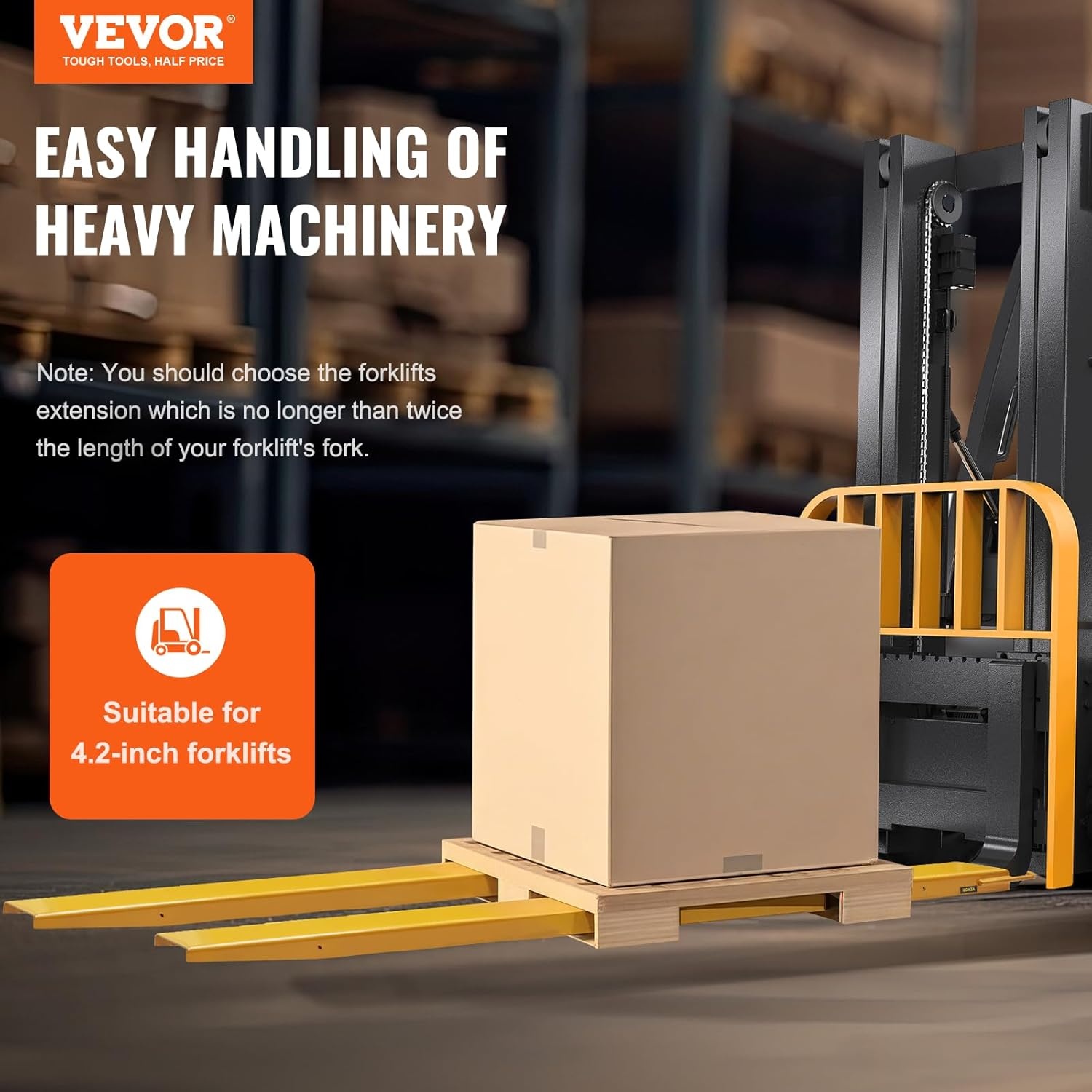 image:imageVEVOR Forklift Extensions 84 Inch Fork Extensions 45 Inch Width Heavy Duty Fork Extensions for Forklifts 1 Pair Forklift Extensions for Truck96 x 45 Inch