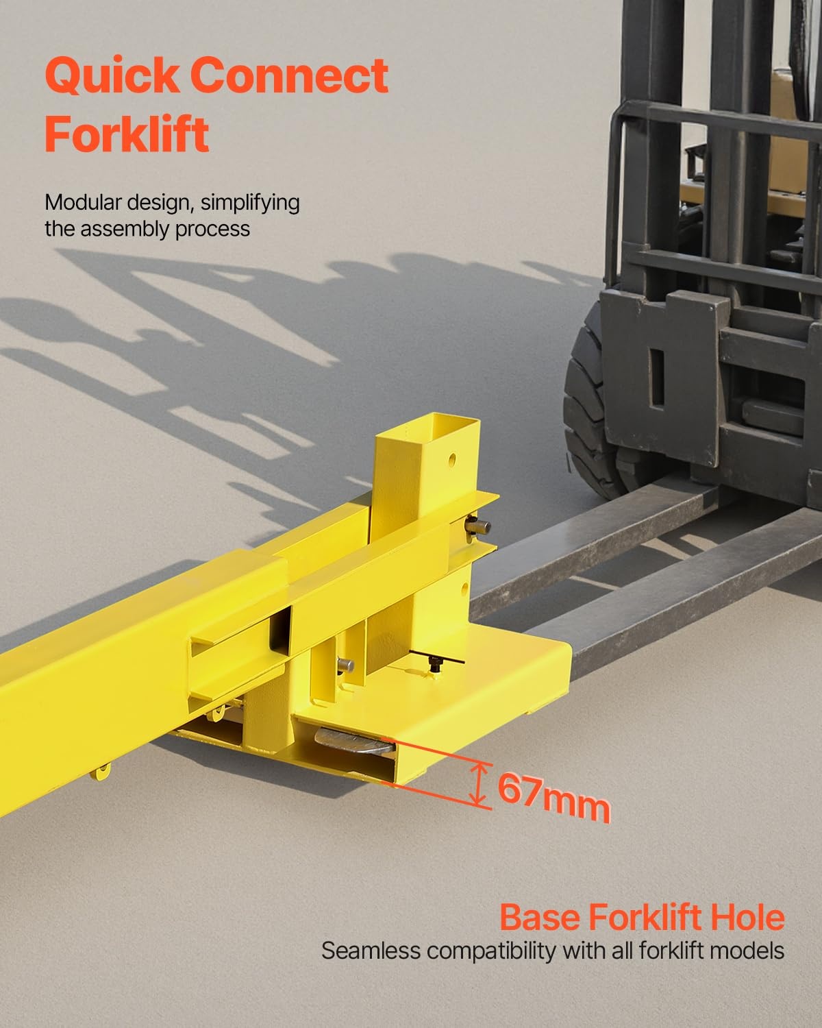 image:imageVEVOR Forklift Jib Boom Crane 6000lbs Capacity Manual Telescoping Boom Extends Up to 561 inches Forklift Mobile Crane with 2 Hooks Adjustable Forklift Crane Attachment for Warehouse Factories6000 LBS