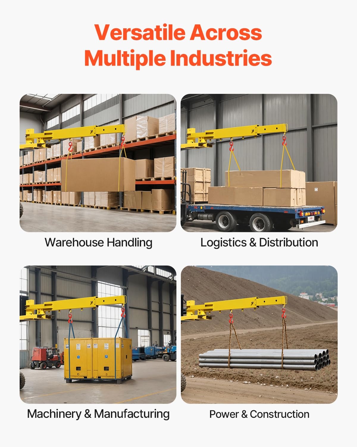 image:imageVEVOR Forklift Jib Boom Crane 6000lbs Capacity Manual Telescoping Boom Extends Up to 561 inches Forklift Mobile Crane with 2 Hooks Adjustable Forklift Crane Attachment for Warehouse Factories6000 LBS