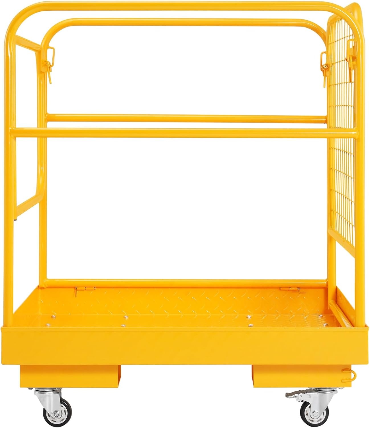 image:imageVEVOR Forklift Safety Cage Forklift Man Basket 1400lbs Capacity 43x45 Work Platform with Safety Harness amp Lock Drain Hole amp Wheels amp Tool Basket Perfect for Aerial Work36x36 with Wheels