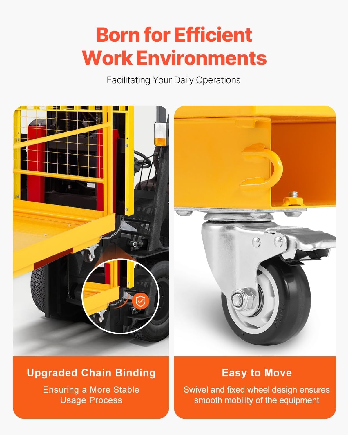 image:imageVEVOR Forklift Safety Cage Forklift Man Basket 1400lbs Capacity 43x45 Work Platform with Safety Harness amp Lock Drain Hole amp Wheels amp Tool Basket Perfect for Aerial Work36x36 with Wheels