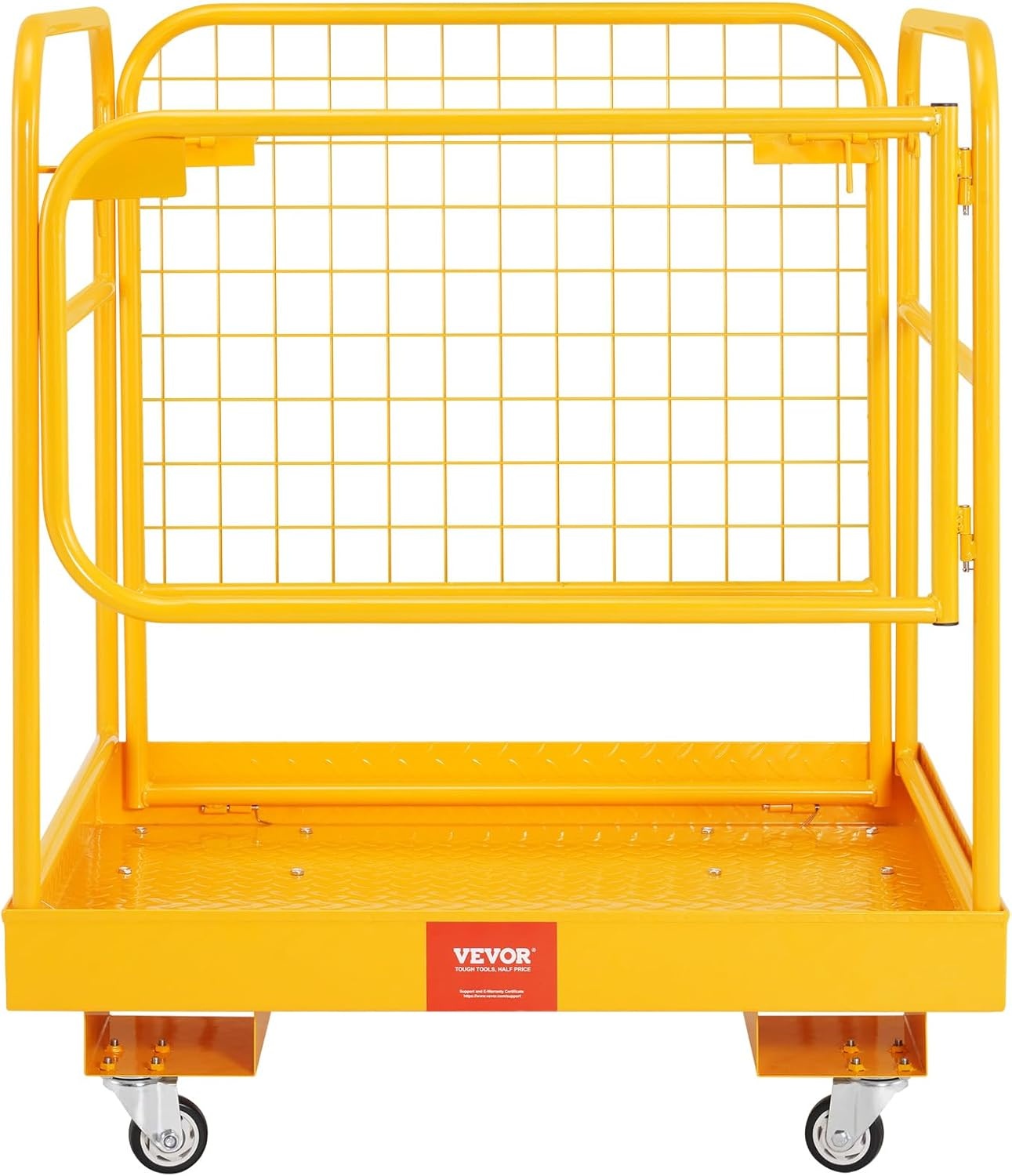 image:imageVEVOR Forklift Safety Cage Forklift Man Basket 1400lbs Capacity 43x45 Work Platform with Safety Harness amp Lock Drain Hole amp Wheels amp Tool Basket Perfect for Aerial Work36x36 with Wheels