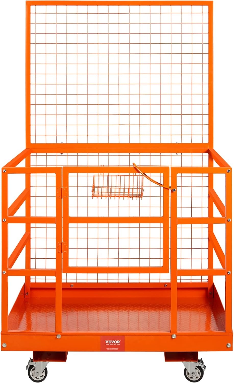 image:imageVEVOR Forklift Safety Cage Forklift Man Basket 1400lbs Capacity 43x45 Work Platform with Safety Harness amp Lock Drain Hole amp Wheels amp Tool Basket Perfect for Aerial Work43x45 with Wheels