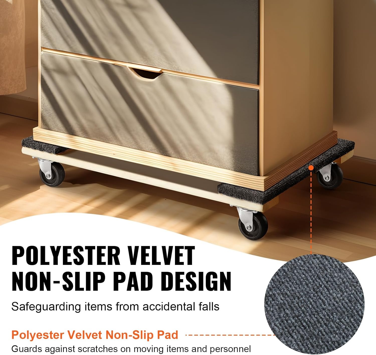 image:imageVEVOR Furniture Dolly 1000 lbs Load Capacity 18 x 30 4 x 3 PP Swivel Casters Heavy Duty Hardwood Furniture Moving Dolly Movers Dolly Moving Cart with Wheels for Heavy Furniture 1 Pack30in x 18in1 Pack