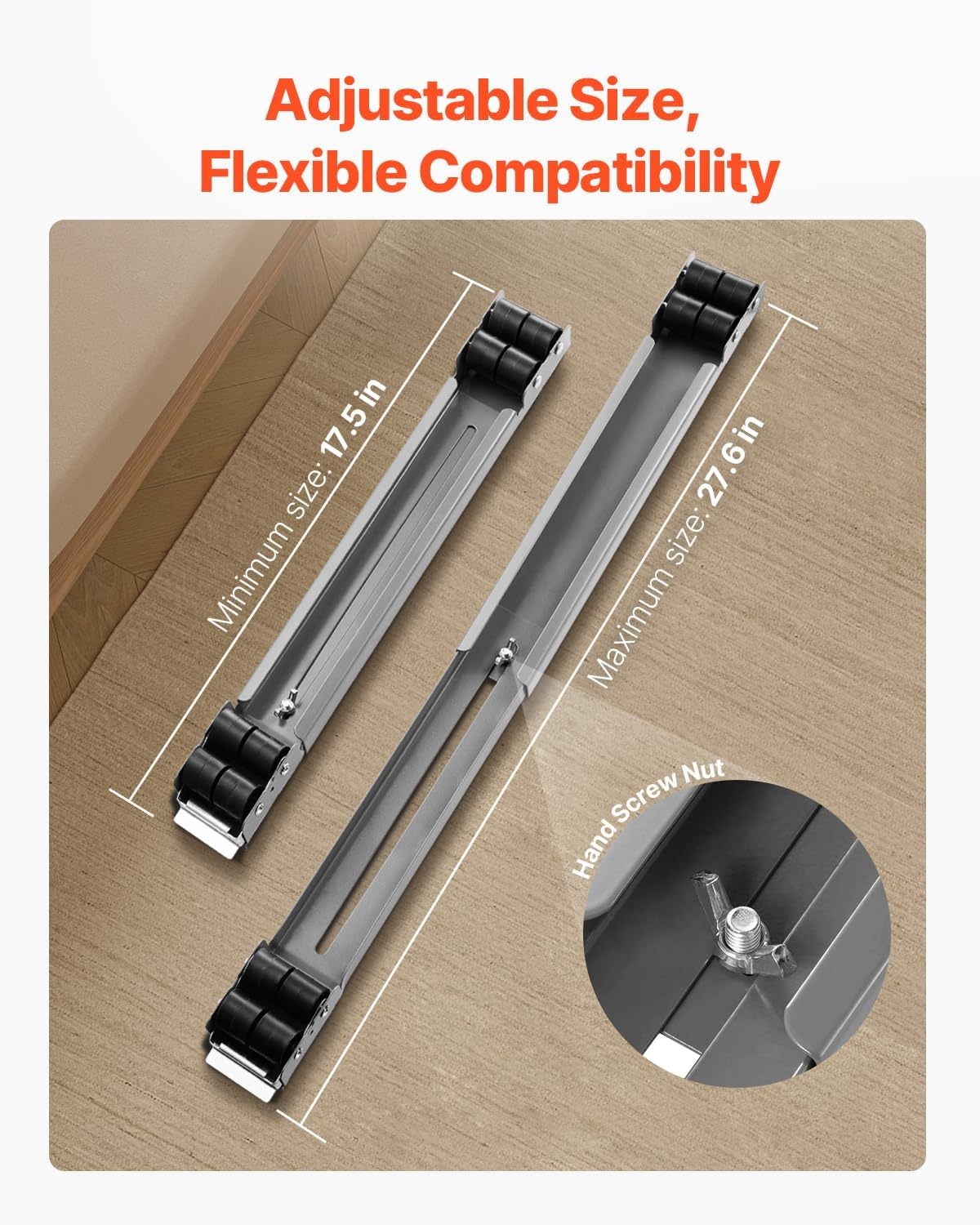 image:imageVEVOR Heavy Duty Appliance Rollers Extendable Appliance Rollers Mobile Washing Machine Base with 16 Wheels Mini Fridge Stand Moving Cart for Refrigerators Dryers Dishwashers GrayGray