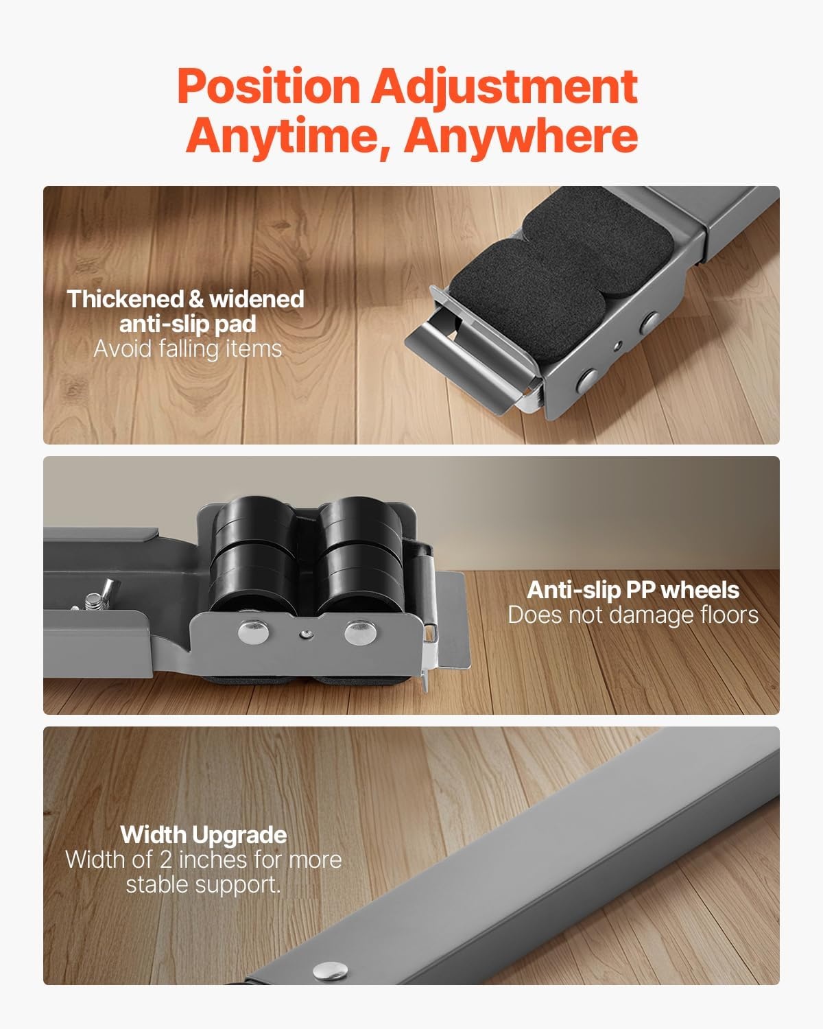 image:imageVEVOR Heavy Duty Appliance Rollers Extendable Appliance Rollers Mobile Washing Machine Base with 16 Wheels Mini Fridge Stand Moving Cart for Refrigerators Dryers Dishwashers GrayGray
