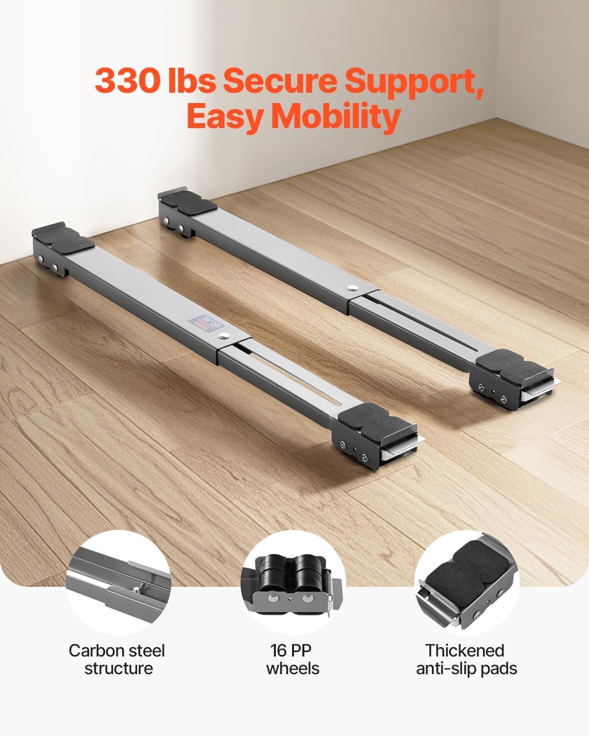 image:imageVEVOR Heavy Duty Appliance Rollers Extendable Appliance Rollers Mobile Washing Machine Base with 16 Wheels Mini Fridge Stand Moving Cart for Refrigerators Dryers Dishwashers GrayGray