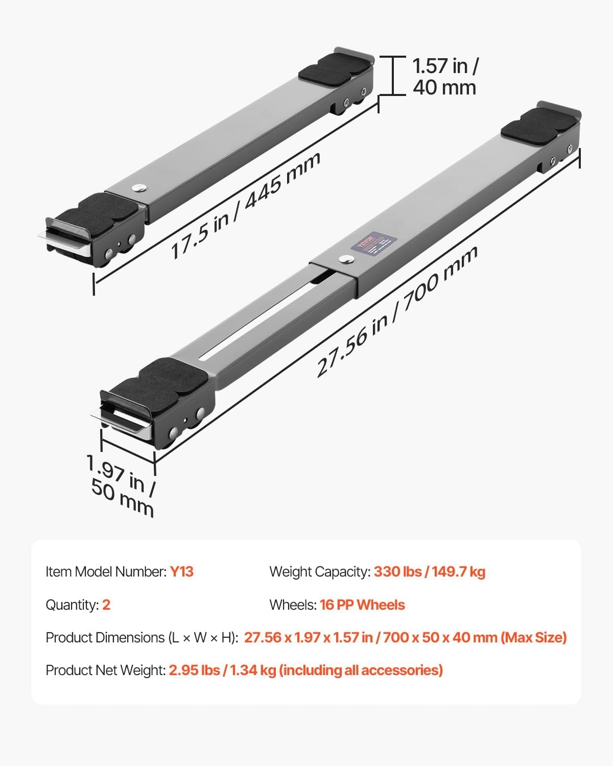 image:imageVEVOR Heavy Duty Appliance Rollers Extendable Appliance Rollers Mobile Washing Machine Base with 16 Wheels Mini Fridge Stand Moving Cart for Refrigerators Dryers Dishwashers GrayGray