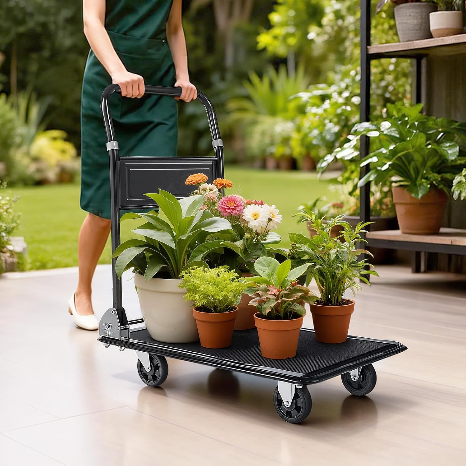 image:imageVEVOR Heavy Duty Platform Truck 2000 LBS Industrial Steel Flatbed Cart with 360 Swivel Wheels Platform Push Cart Dolly Easy Storage for WarehouseGarageMovingGarden 48 x 24 x 32287 x 185 x 323 in 730 x 470 x 820 mm