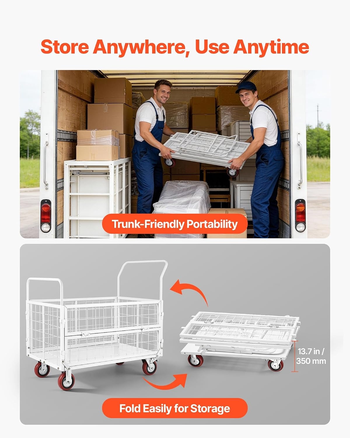 image:imageVEVOR Heavy Duty Platform Truck 2000 LBS Industrial Steel Flatbed Cart with 360 Swivel Wheels Platform Push Cart Dolly Easy Storage for WarehouseGarageMovingGarden 48 x 24 x 32445 x 266 x 421 in 1130 x 675 x 1070 mm