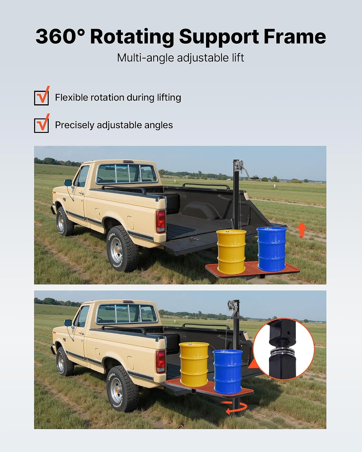 image:imageVEVOR Hitch Deer Hoist with Lifting System Platform 300 lbs Load Capacity Game Hoist Winch Lift with 2inch Receiver 360Degree Swivel Shaft amp Foldable HitchMounted Deer Hanger for Moving Game300 lbs